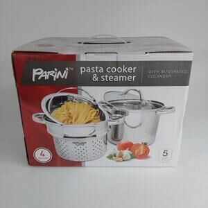 Parini Pasta Cooker &‎ Steamer With Integrated Colander 4 Piece, 5 Qt.